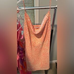 Pink heart silk cowl neck dress